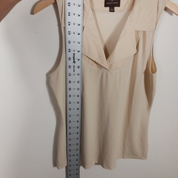 Under Cover Agent by Kathleen Kirkwood Mixed Media Sleeveless Top, Beige, SZ LRG - Picture 11 of 13